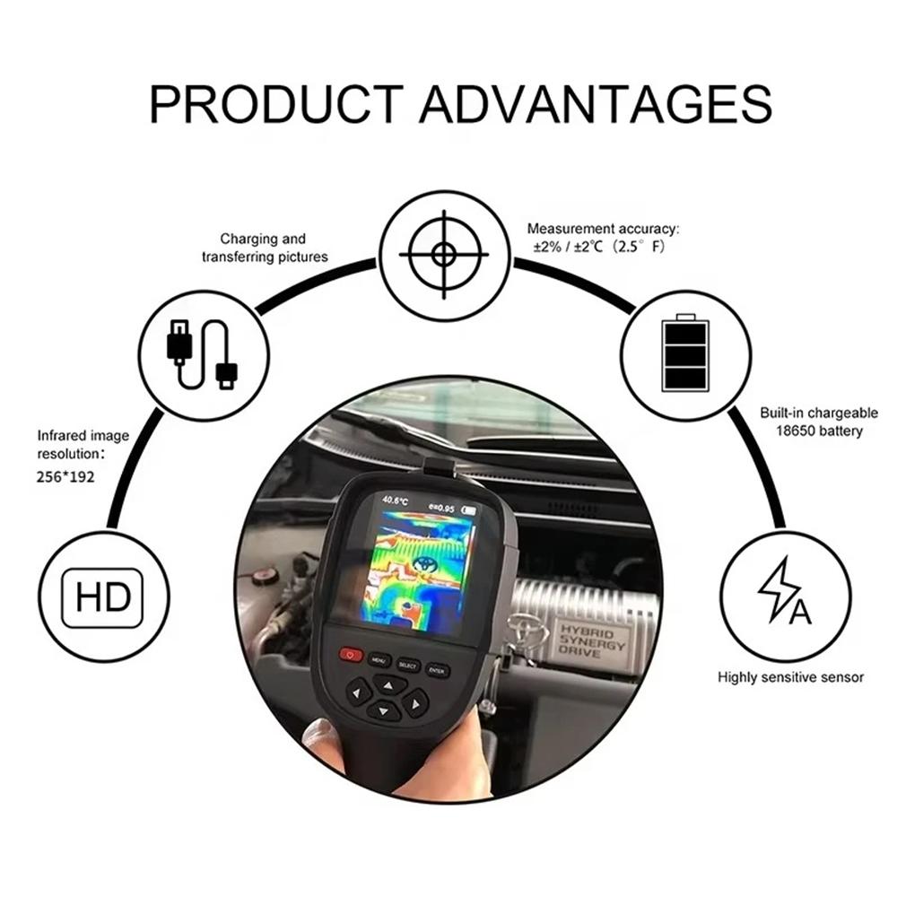 GW256 Тепловизионная камера для проверки утечек воды из водопровода и электрических печатных плат 256*192 Ручные тепловизионные камеры