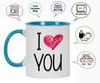 Inkdotpot Керамические кофейные кружки I Love You на 11 унций. Кофейные кружки отлично подходят для жениха, невесты, подарка на помолвку, холостяка и девичника.