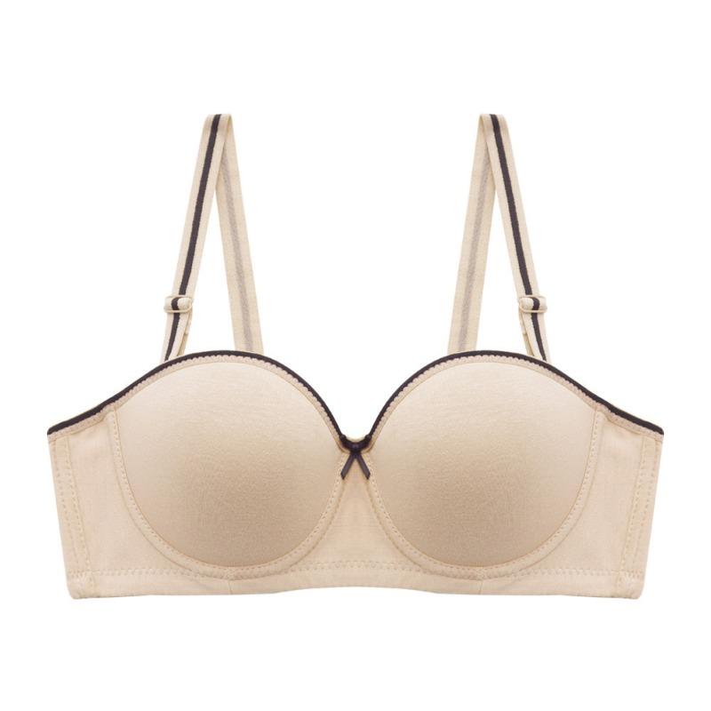 Хлопковый глянцевый тонкий бюстгальтер со сборками со стальным кольцом Нижнее белье Бюстгальтер