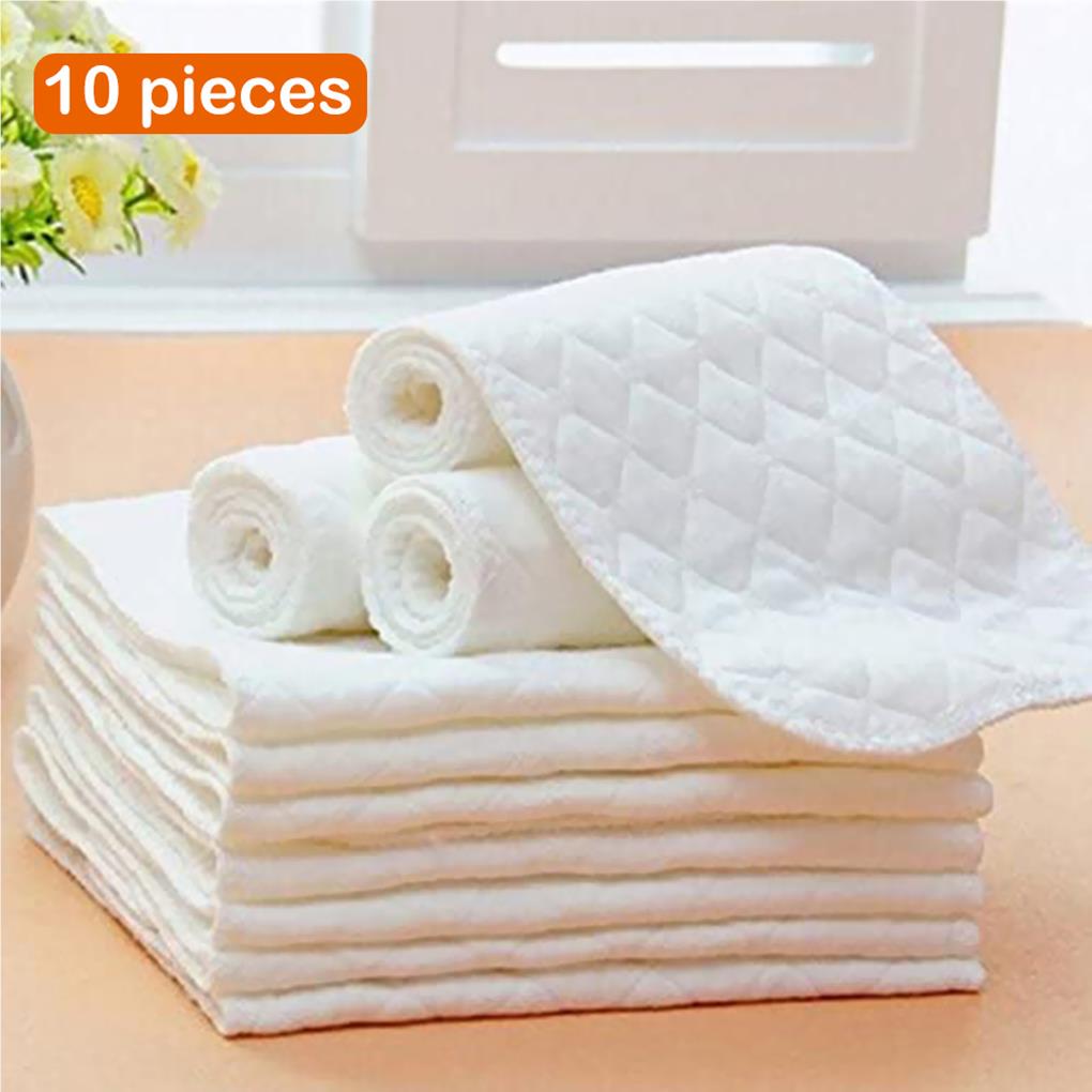 Pack of 10 Muslin Cloths Craftsmanship Supple To Skin-friendly Detachable Cotton Diaper Reusable No Leakage Baby Nappy