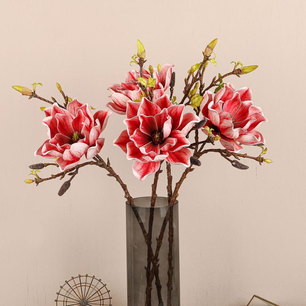 Real Touch Artificial Magnolia Branch EVA Fake Flower Simulation Big Magnolia Living Room Desktop