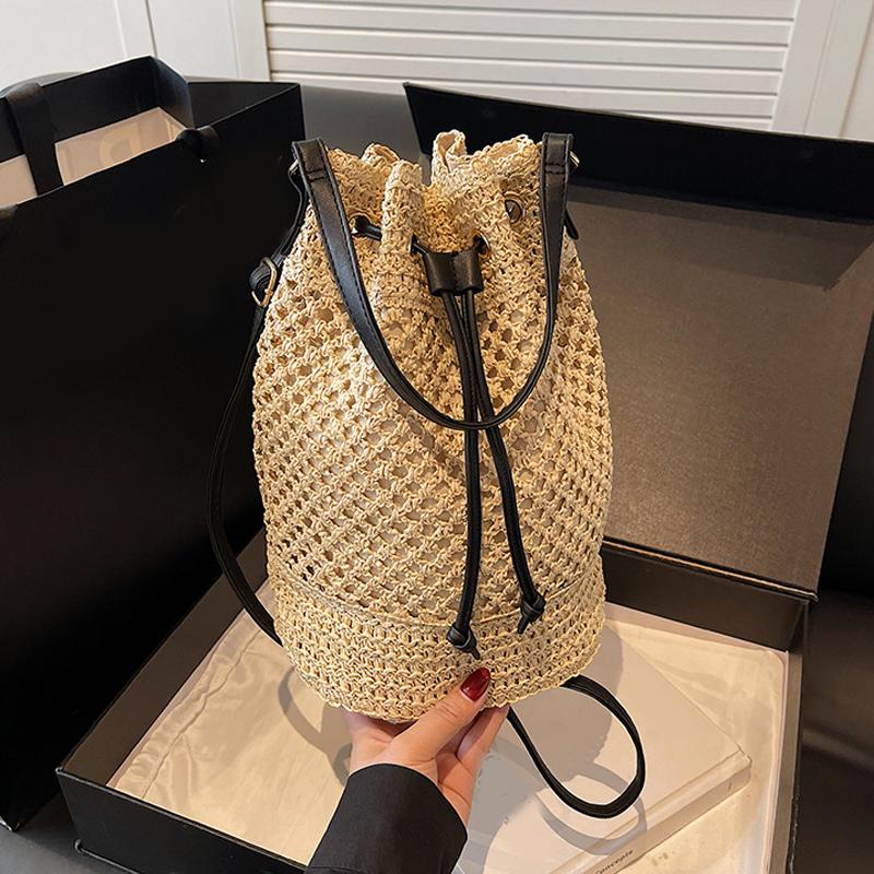 Vintage Summer Women Hand-Woven Rattan Straw Beach Wicker Crossbody Bags Female Handbag Purse Clutch Shopping Bags