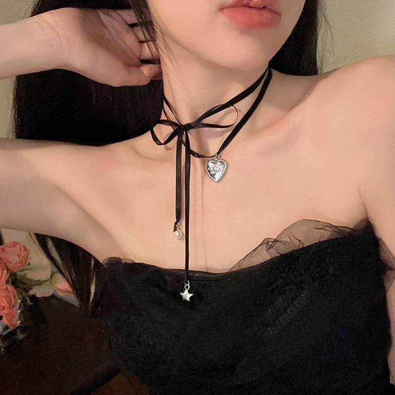 Розовое колье Y2K с подвеской в виде персикового сердца, завязанное веревкой, для женщин, ретро, милое, харадзюку, колье-шарм, ювелирное украшение, подарок