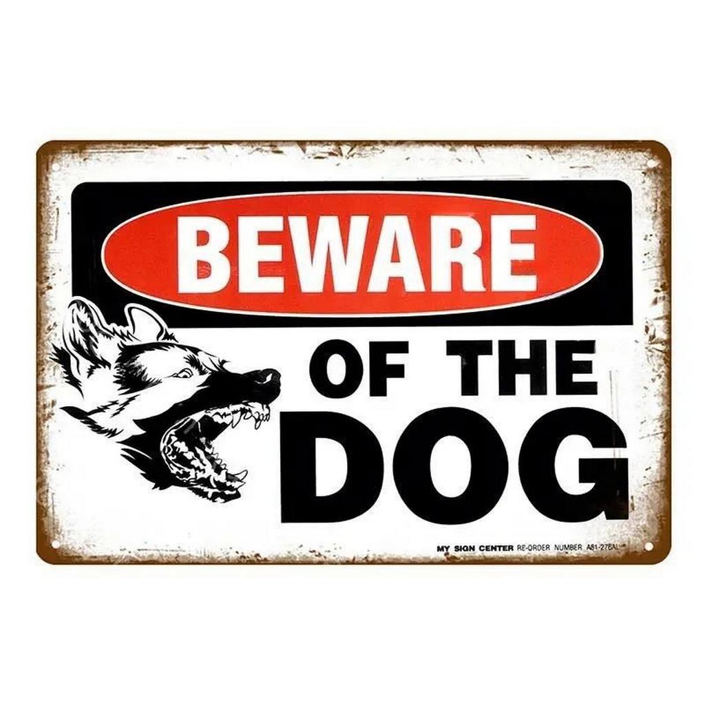 Decor Warning Vintage Metal Tin Signs Beware Dog Kisses Funny Poster Decor for Cafe Garage Bar Pub Club Man Cave Wall Decoration
