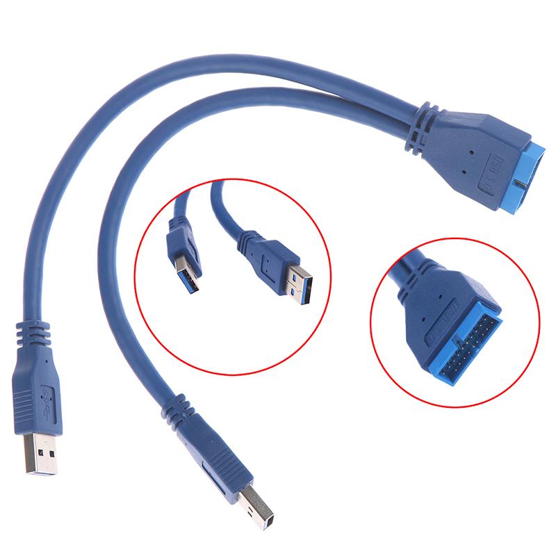 Кабель-адаптер 2 порта USB 3.0 Type A (папа) на 20-контактный разъем (папа)