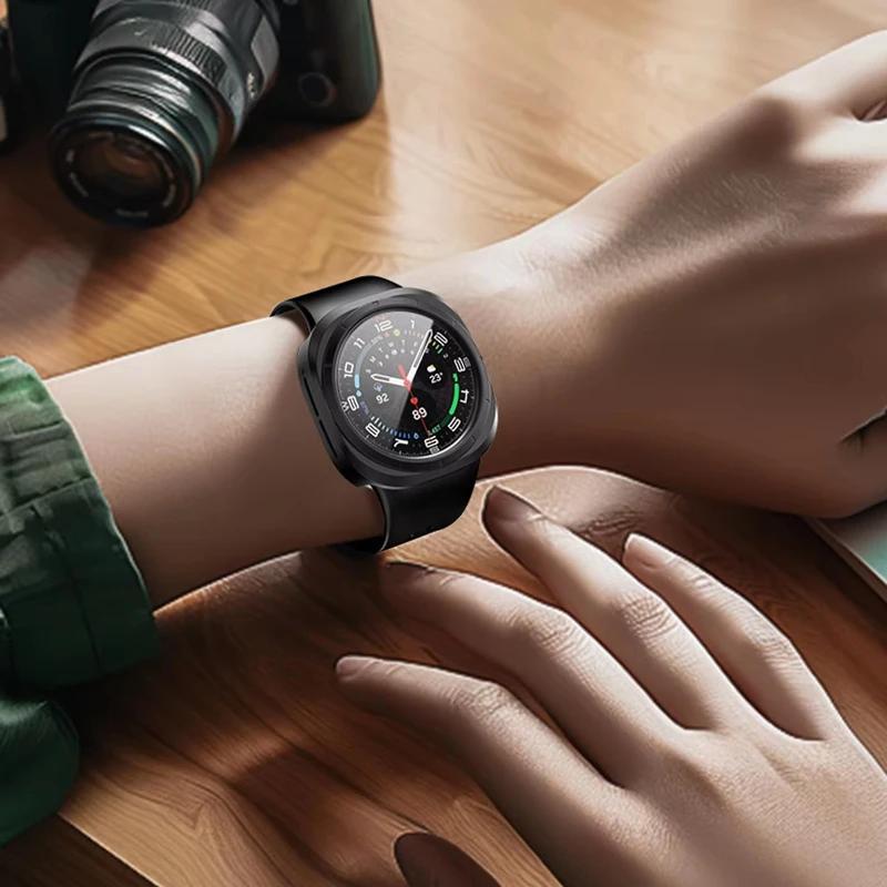 Закаленное Стекло+ПК Чехол для Samsung Galaxy Watch 8 Ultra 47 мм Защитный Бампер по всему периметру для Часов Ultra 47 мм Чехол