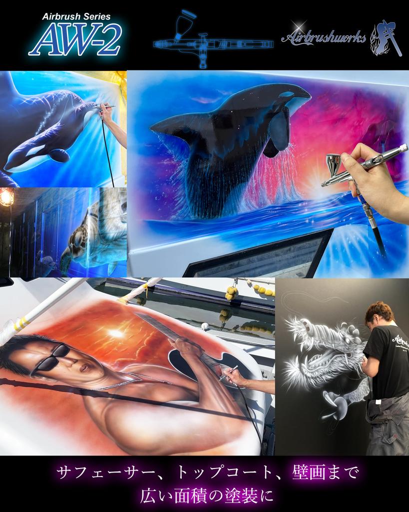 [Airbrush Works] Airbrush AW-2 Series 0.5mm and 0.8mm Nozzle Handpiece (AW-208 0.8mm Nozzle)