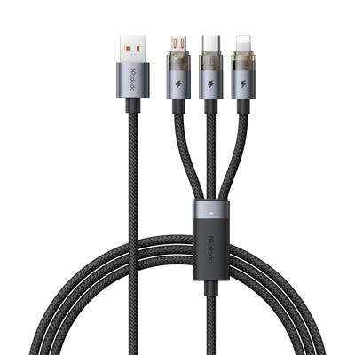 Mcdodo 6A Быстрая зарядка на Lightning Micro USB 6A Быстрая зарядка Совместим с iPhone и другими USB Прозрачная зарядка Кабель 3-в-1, USB-A USB-C &