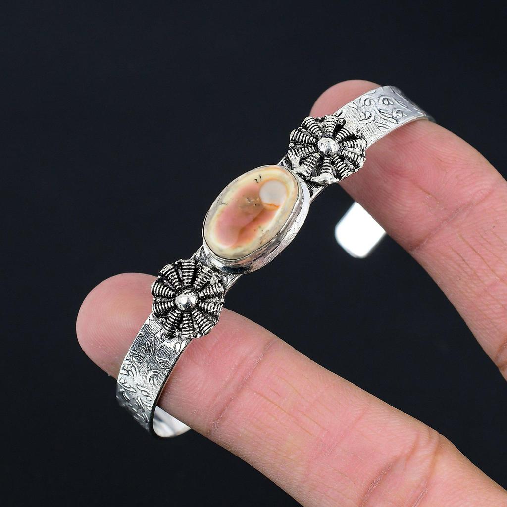 Friendship Day Sale 925 Sterling Silver Imperial Jasper Stone Bangle Bracelet