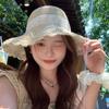 Women's Summer French Style Floral Lace Bowknot Straw Hat Beach Vacation Wide Brim Sun Protection Sun Hat