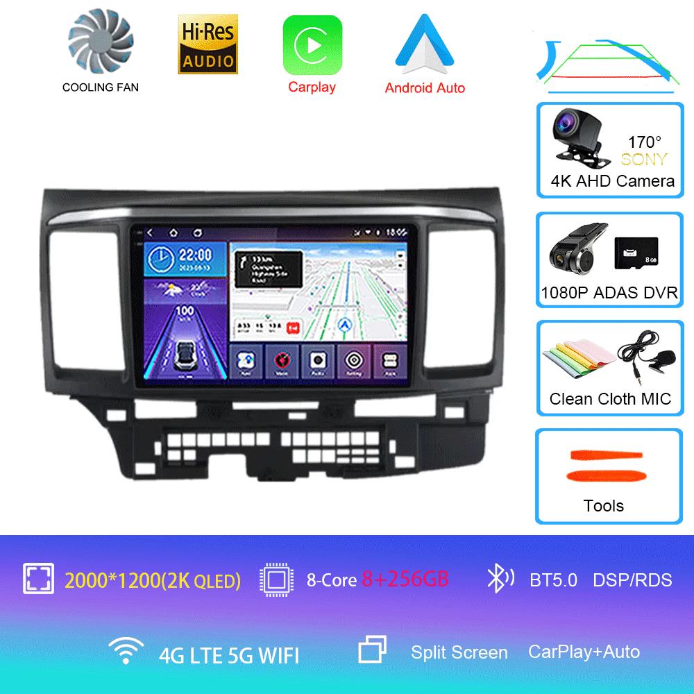 9-дюймовый Android 14 для MITSUBISHI LANCER 10 X 2008 2009 2010 2011 - 2016 автомобильный радиоприемник стерео аудио GPS-плеер Carplay автоматический экран
