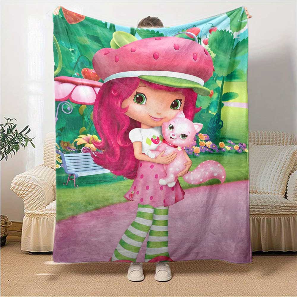 Strawberry Shortcake'S Cute Moment Blanket Soft Warm Cozy Throw Blanket for Office Chair Sofa Couch Office Bed Picnics Warmthful Decor Gifts Y2
