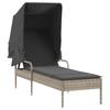 VidaXL Chaises longues lot de 2 avec auvents et table gris clair rotin, lit de bronzage, chaise longue inclinable, lit de 3261574