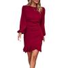 Women's Long-sleeved Round Neck Short Ruffled Dress