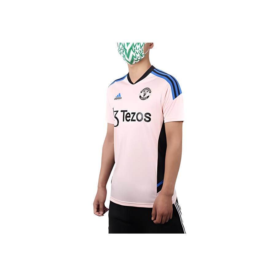 Adidas Футбольный трикотаж с коротким рукавом и принтом алфавита, сезон 22-23, мужские футболки «Манчестер Юнайтед», ледяно-розовый HT4293