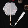 Clothing Acceessories Home Decoration With Tassel Long Handle Chinese Retro Style Embroidery Handheld Fan Pearl Edging