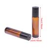 10Ml Empty Amber Glass Roll On Bottles Perfume Essential Oils Metal Roller Ball
