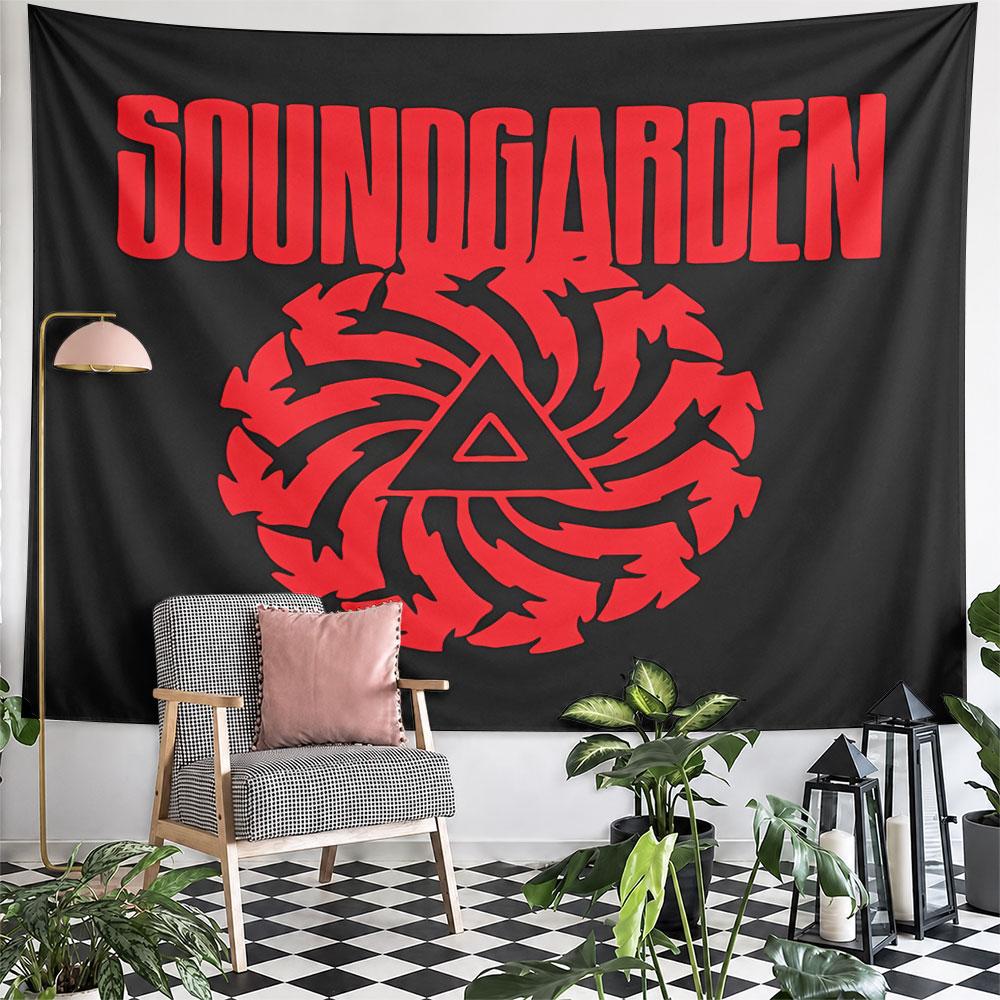Soundgarden Band Logo Tapestry Wall Hanging Red Grunge Rock Decor for Bedroom Music Room Man Cave Gift