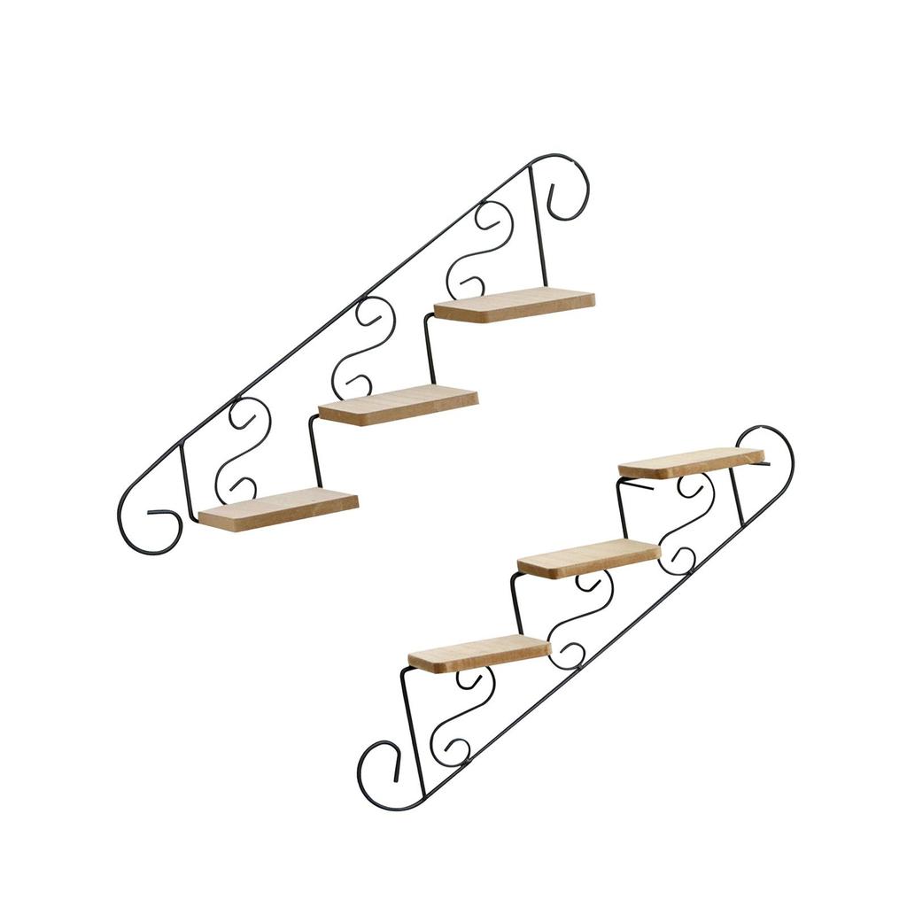 Plant Stand Staircase Decorative Shelf Multifunction Retro Floating Shelf Wall Hanging Shelf for Courtyard Office Living Room