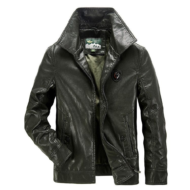 Новая кожаная куртка мужская модная приталенная куртка с лацканами