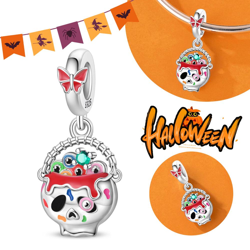 Хэллоуин Вечеринка Медный Светящийся Скелет Гроб Подвеска Бусины Подходят Браслет-шарм Для Изготовления Ювелирных Изделий Женские Подарки
