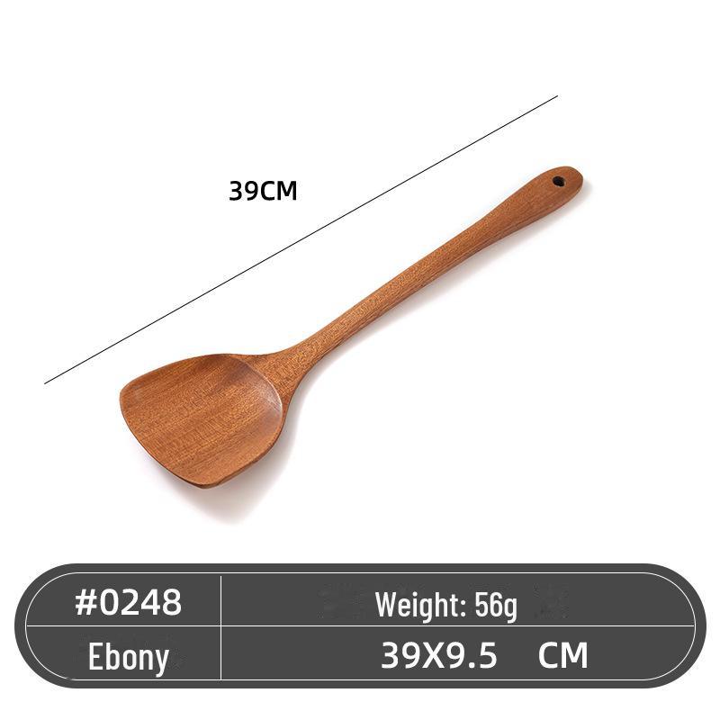 Набор кухонных ложек из черного дерева: Лопатка с длинной ручкой, лопатка для жарки, набор кухонных принадлежностей.