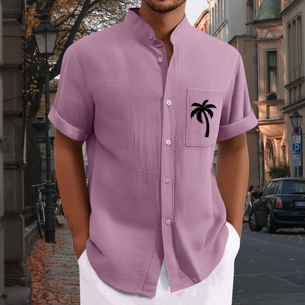Men'S Casual Loose Short Sleeved Printed Shirt With Fashionable Top