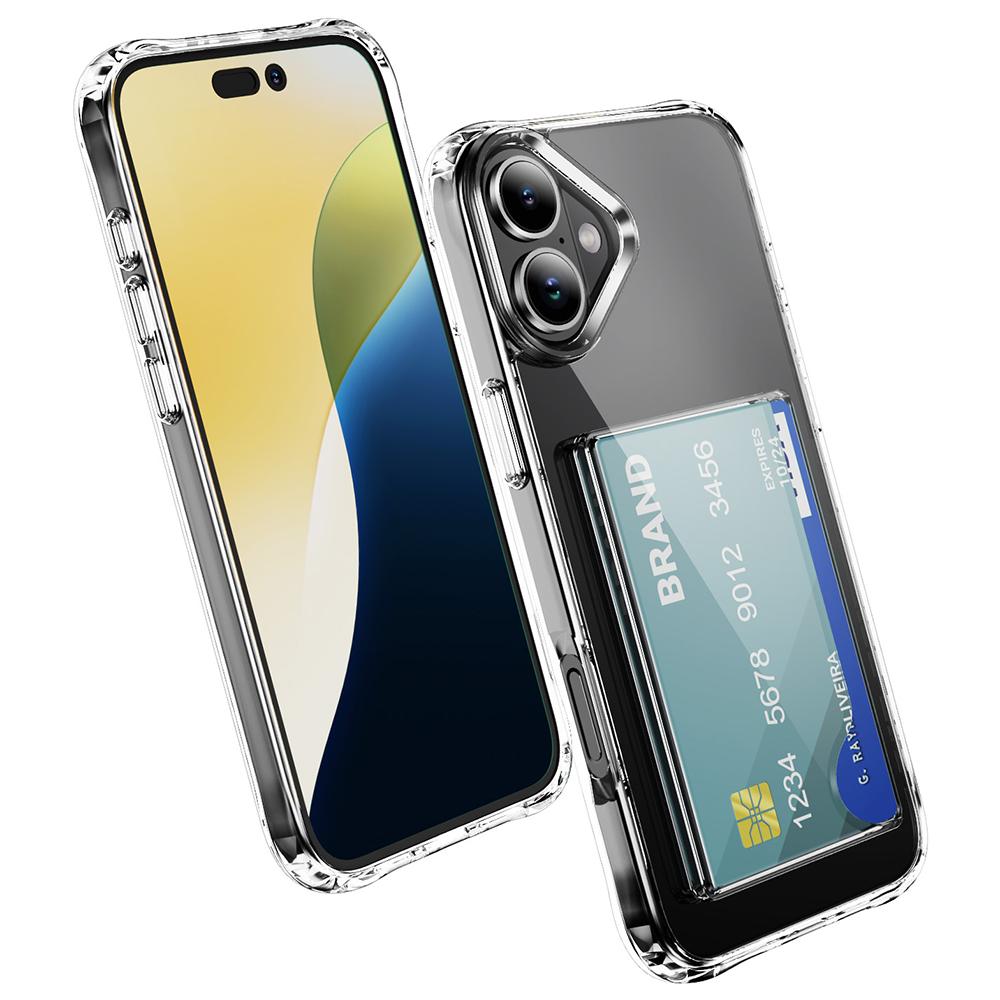 Противоударный чехол для iPhone 16, ТПУ чехол для телефона с держателем для карт
