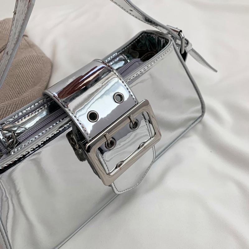 Fashion Women Handbag PU Leather Shoulder Bags Female Casual Solid Color Messenger Bag for Women Luxury Silver Underarm Bag