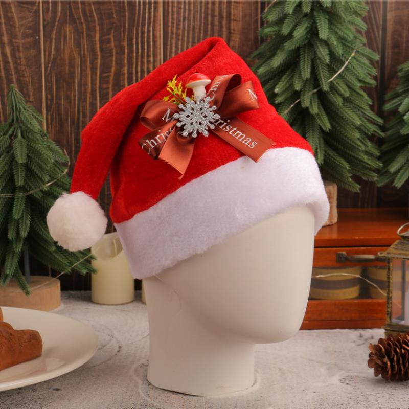 Красная шапка Санты Рождественские украшения Шапка для вечеринки Санта-Клауса Теплая и удобная взрослая рождественская шапка оптом