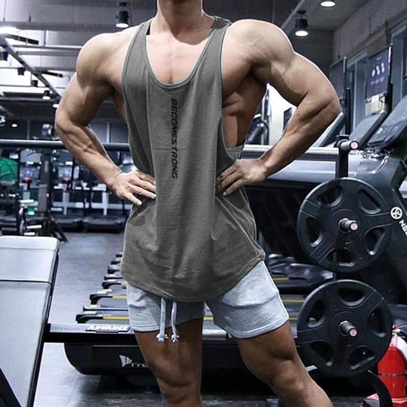 New Sports Vest Men'S Loose Summer Pure Cotton Fitness And Bodybuilding Quick Drying Sleeveless Shoulder White Base Shirt Sleeveless T-Shirt