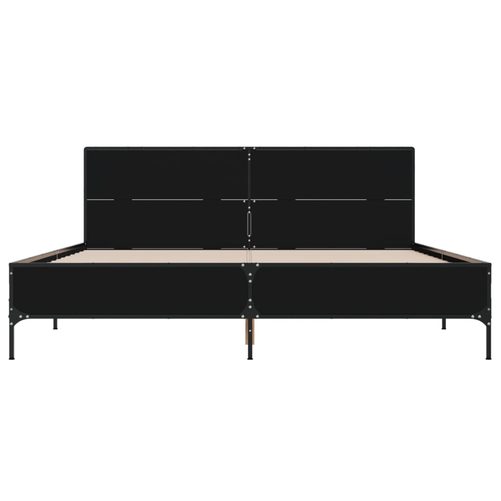 Bed Frame Black 135 x 190 cm Particleboard and Metal