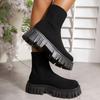 Plus-size Fly-knit Stretch Athleisure Boots for Women 2025 Autumn New One-legged Sock Boots for Women