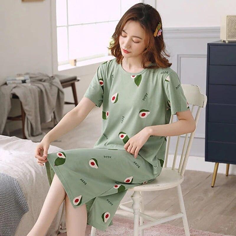 Женские удобные легкие ночные рубашки с круглым вырезом и короткими рукавами, женская ночная рубашка, свободная пижама, пижама