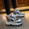 Women Chunky Sneakers Vulcanize Shoes Female Black White Platform Thick Sole Running Casual Shoe