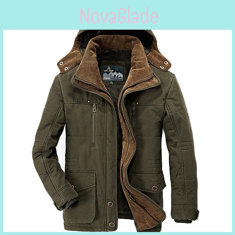 Men's Premium Quality Warm Jacket Military Parka Fur Lined Long Coat Hooded Winter Coat