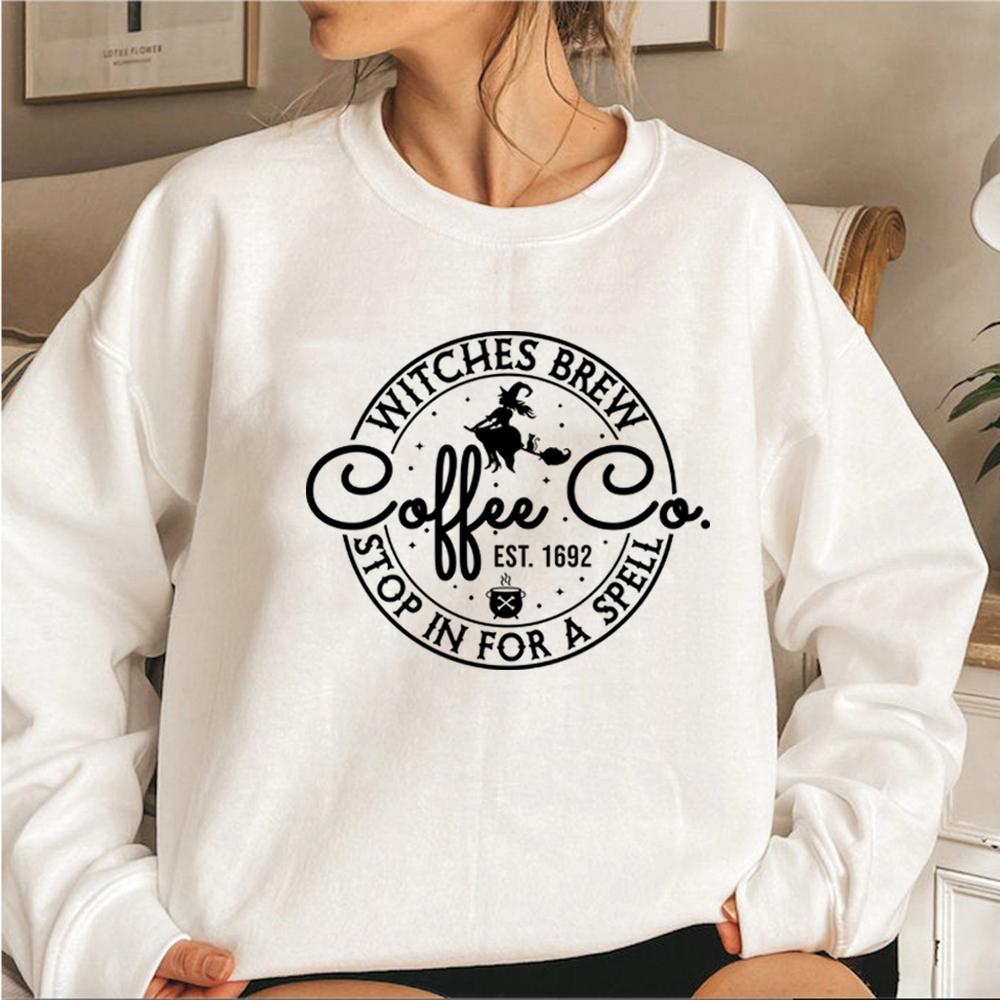 Witches Brew Coffee Co Sweatshirt Cute Halloween Shirt Womens Coffee Lover Sweatshirt Graphic Hoodies Halloween Witches Tops