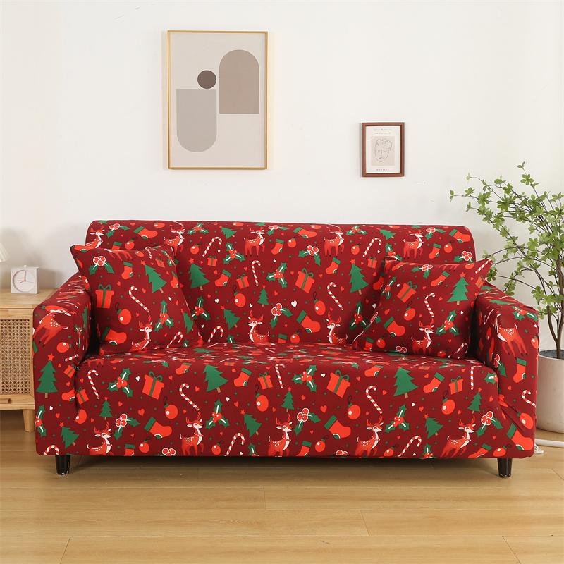 Рождественские эластичные чехлы для дивана для гостиной Funda Sofa Чехол для дивана Защитник для кресла Универсальные накидки на диван Рождественский домашний декор