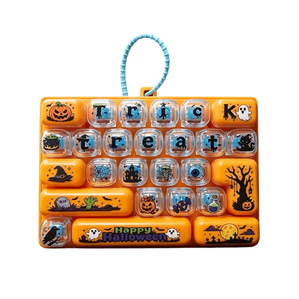Cute Design Decompression Button Toy 26 Key Halloween Keyboard Keychain Popular Pendant