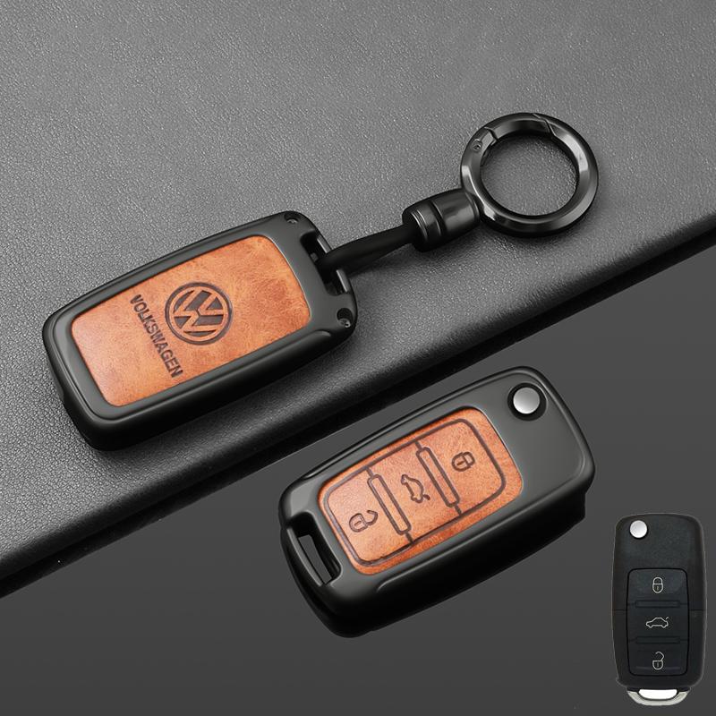 For VOLKSWAGEN Alloy Leather Car Remote Key Case Cover for VW Volkswagen Polo Tiguan Passat B5 B6 B7 Golf 4 5 6 MK6 Jetta Lavida