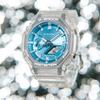 Casio G-SHOCK GA-2100BM-7A2 Аналогово-цифровые часы Прозрачно-небесно-голубые Скелетон Мужские
