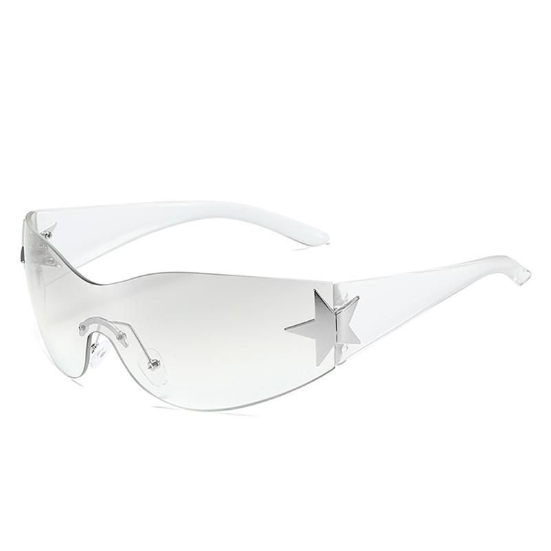 Солнцезащитные очки без оправы Y2K для женщин и мужчин, модные солнцезащитные очки Shield Wrap Around, большие модные солнцезащитные очки без оправы