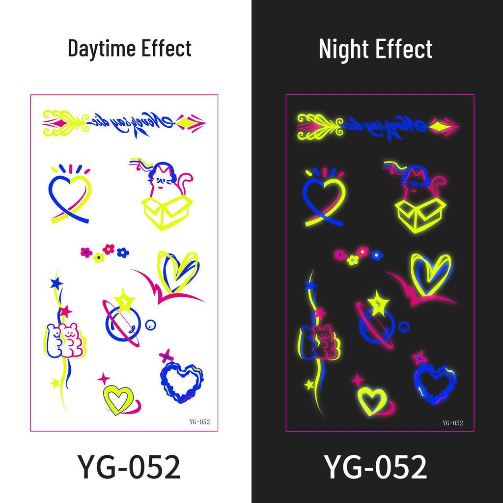 Неоновые светящиеся тату-наклейки для музыкального фестиваля: Яркие флуоресцентные дизайны для концертов и вечеринок