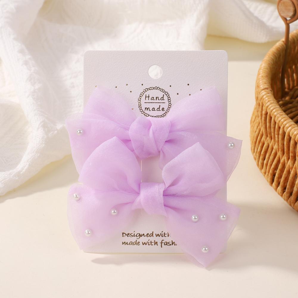 2 шт./набор Жемчужные банты Заколки для волос Милые Сладкие Девочки Боковая заколка Однотонная заколка ручной работы с бантом Аксессуары для волос Головной убор Подарки