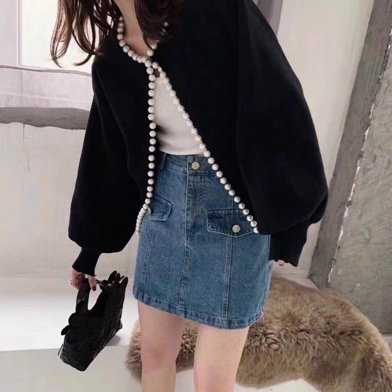 Короткая куртка в жемчужном стиле, вязаный кардиган, свитер, женская верхняя одежда на весну и осень, нишевый дизайн, модная верхняя одежда