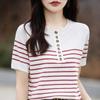 Женская вязаная футболка MODERN NEW SAGA, летняя вязаная рубашка, полосатые футболки с короткими рукавами, пуловер с круглым вырезом, вязаные топы