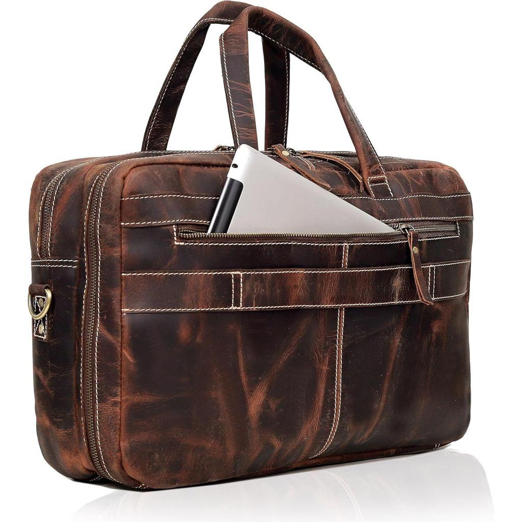 Leather Briefcase for Men, Top Choice Gifts, Handcrafted Laptop Bag