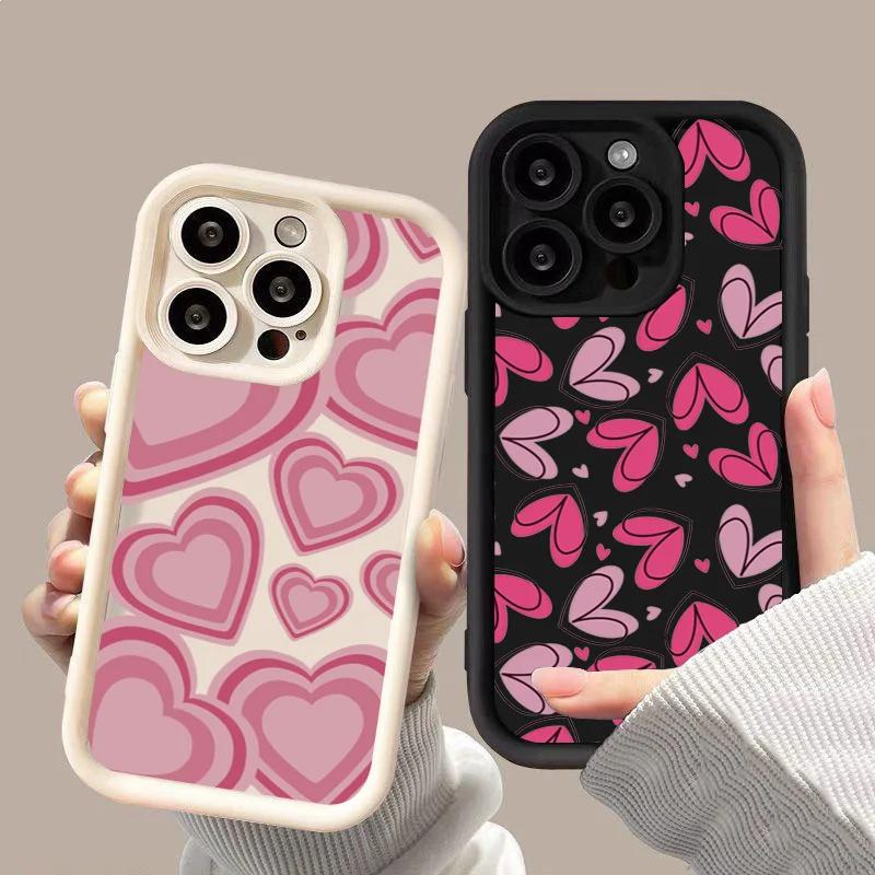 Розовый чехол для телефона в форме сердца из мягкого силикона для iPhone 17 16 15 14 13 12 11 Pro Max 16e X XR 7 8 Plus Ударопрочная задняя крышка