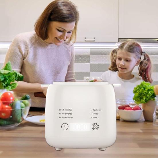 6-in-1 Rapid Egg Cooker Touch Screen Design Timer Auto Shut-off Sound Reminder Compact Size Portable Custard Yogurt Electric Egg Maker