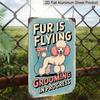 2D Flat Funny "Fur Is Flying Grooming in Progress" Aluminum Sign - Vintage Green & Pink Dog Grooming Wall Art with Poodle Design Indoor/Outdoor